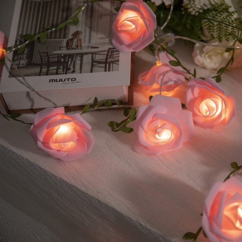 led玫瑰花燈串臥室裝飾布置ins生日會場布置情人節表白求婚亞馬遜