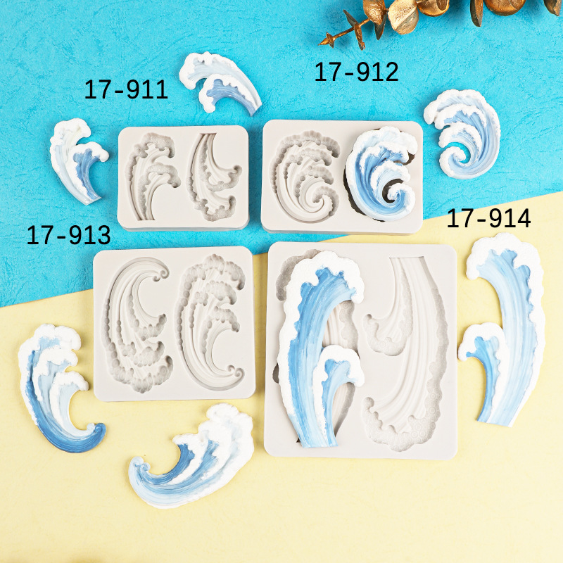 4 Internet celebridad forma de onda pastel de onda Fondant chocolate postre Mesa decoración para hornear molde epoxi aromaterapia pieza