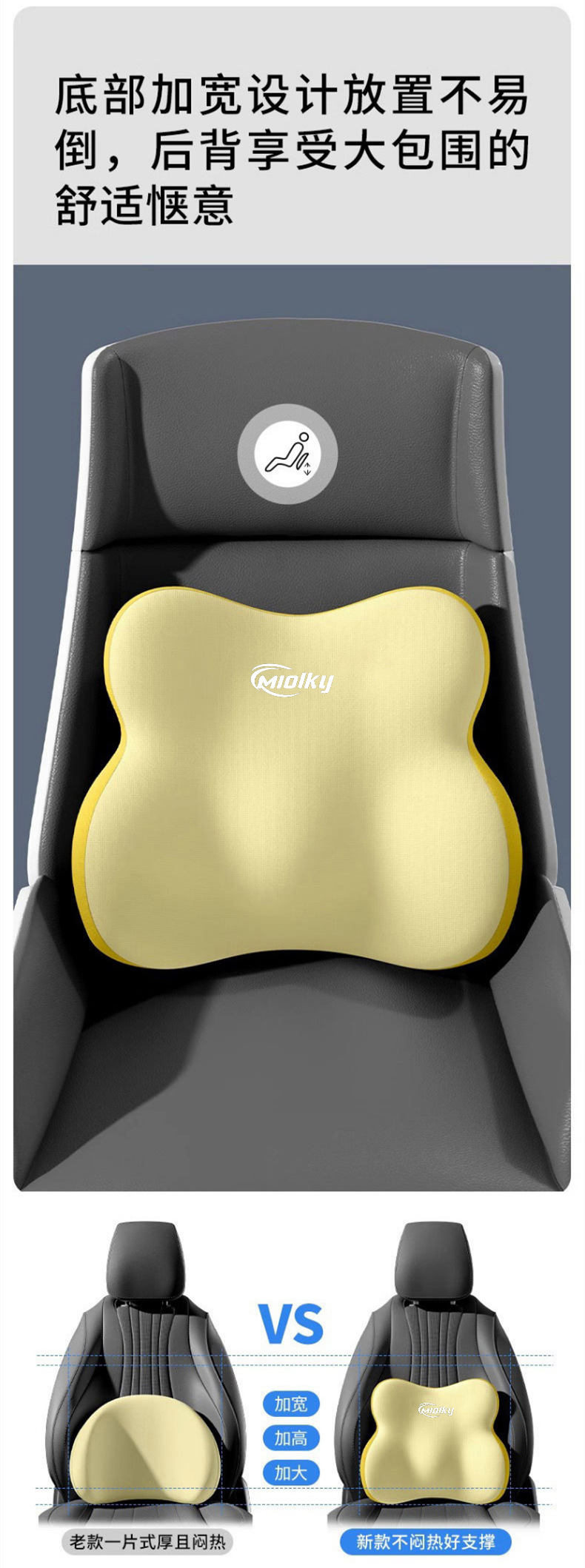 Seat Memory Foam Lumbar Cushion Neck Pillow Car Headrest Cushion for Long Sitting in the Car Slow Rebound Lumbar Support Headrest