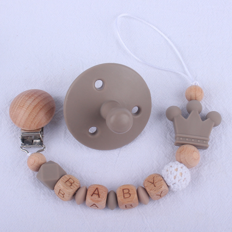 Nuevo bebé chupete pezón de silicona bebé creativo DIY mordedura molar Cadena de pezón cadena anti-caída conjunto de dos piezas