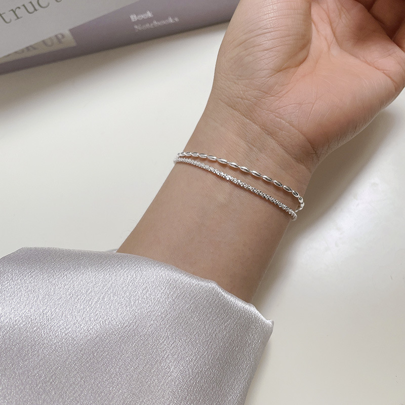 Bracelets Classification 925 sterling silver Chain Material coffee bean chain, Twisted Rope Chain Chain Type 925 Sterling Silver Coffee Bean Chain Twisted Rope Chain Bracelets Casual Modern Style Simple Style