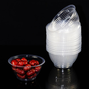 Disposable Plastic Bowl 360ml Medium Bowl Transparent Round Lidless Striped Soup Bowl Thickeneded Pppp Material