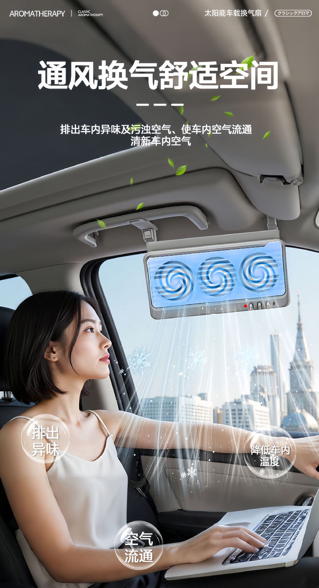 New Energy Solar Car Exhaust Fan, Air Circulation Exhaust Fan for Summer Exposure That Prevents Stuffiness, Car Exhaust Fan