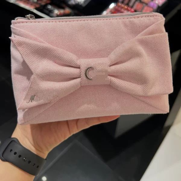 2026 Qixi Festival Limited Edition Pink Bow Denim Cosmetic Bag, a charming and practical everyday storage bag, perfect as a gift
