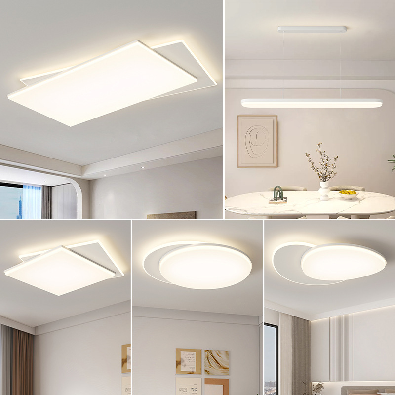 2025 nueva lámpara de techo de sala de estar moderna y simple estilo crema habitación dormitorio comedor lámpara combinación de paquete de casa completa