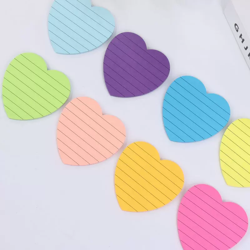 厂家批发彩色心型便利贴学习办公记事可撕手写便利贴多功能便利贴