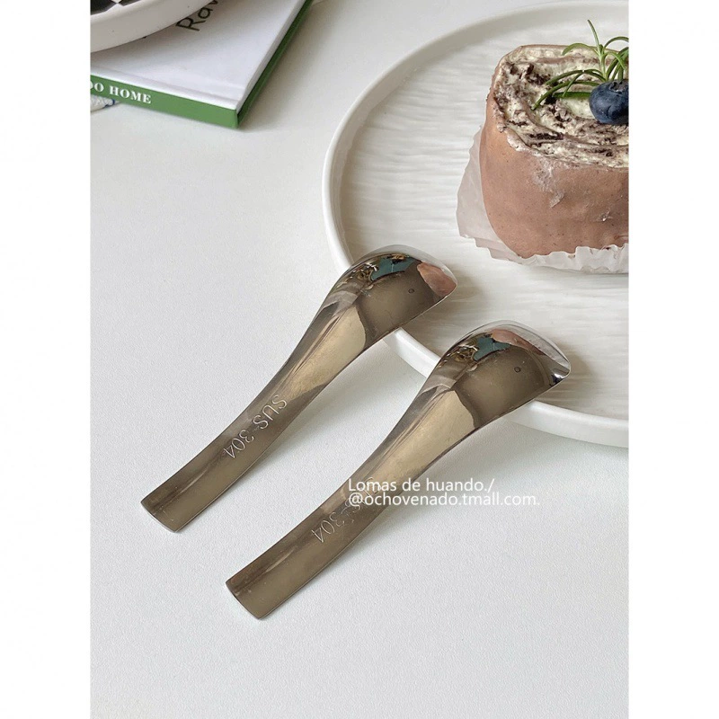 Корейский INS Wind Pudding Yogurt Тушеное Сталь 304 Dessert Cake Spoon Breakfast Spoon Short-handled Ресторанный вкус Чаша для риса