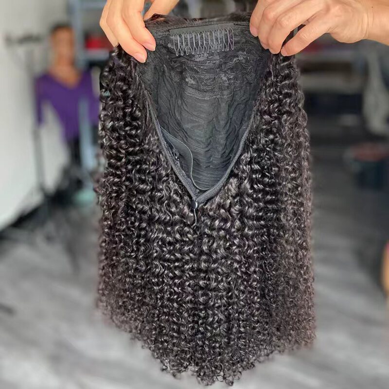 10A Half Wig Human Hair Wigs Kinky Curly Half Wig Half Cap Headgear
