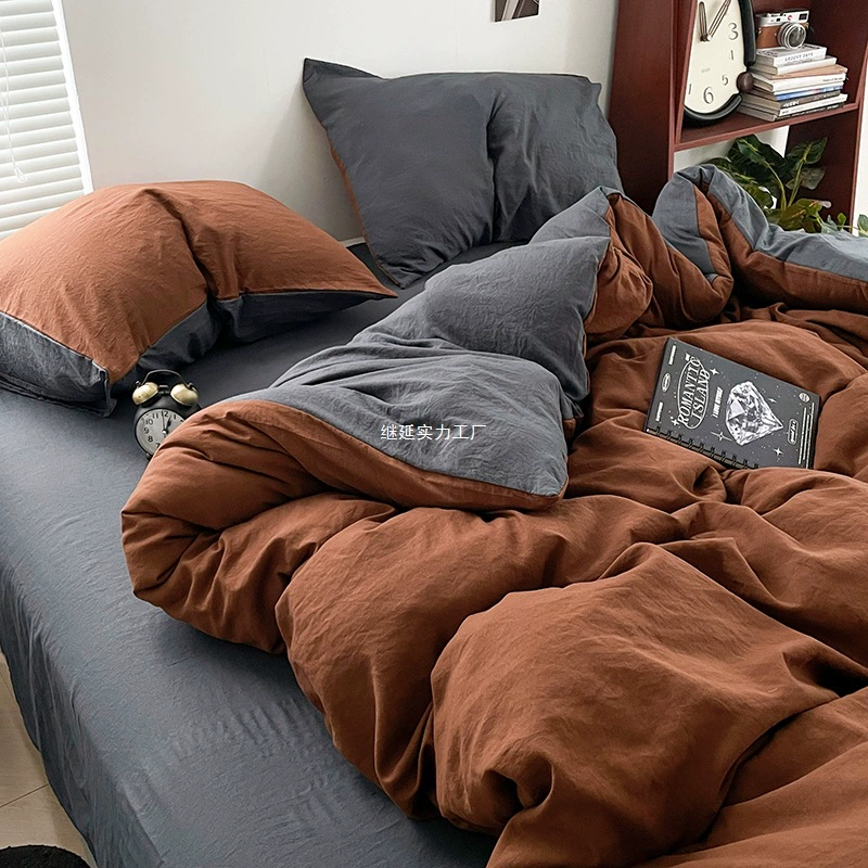 Комплект из четырех предметов с одеялом, подушкой, пододеяльником, простынями, одеялом, полный комплект студенческого общежития, трехкомпонентный комплект для одного человека.