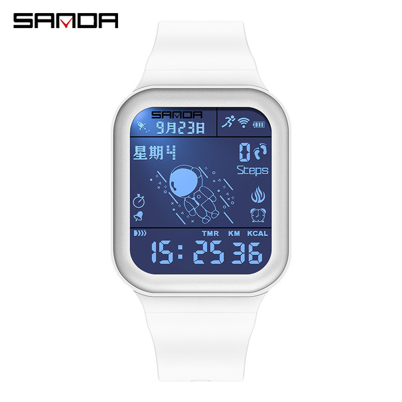 SANDA caloría paso contando reloj electrónico deportes al aire libre impermeable astronauta estudiante juventud reloj 6101