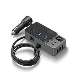 Gc 06新型車載シガレット一モップ三USB独立スイッチPD超急速充電120w自動車充電器