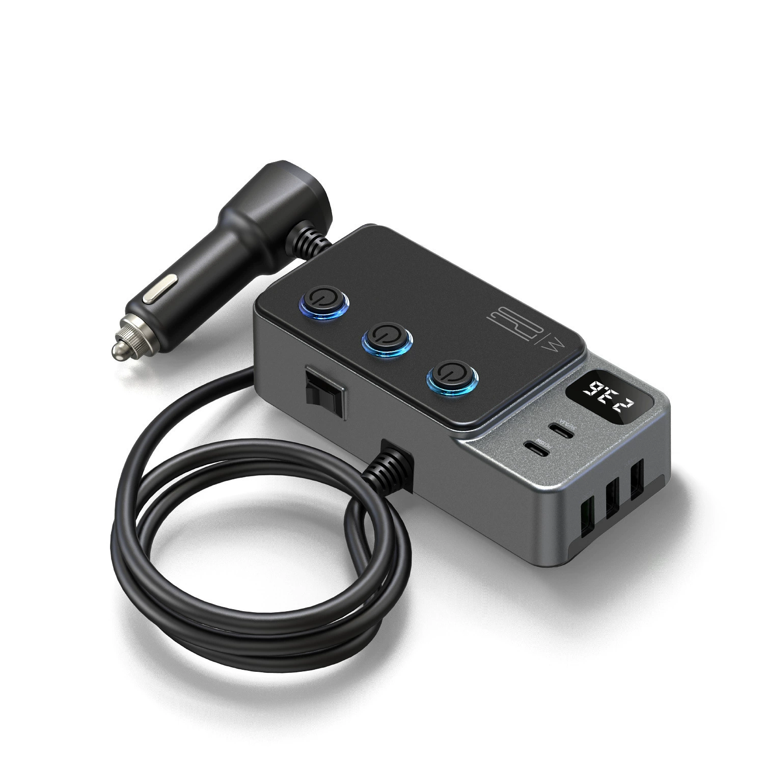 GC06 новый автомобильный прикуриватель один перетаскивает три USB независимый переключатель PD супер быстрая зарядка 120W автомобильное зарядное устройство