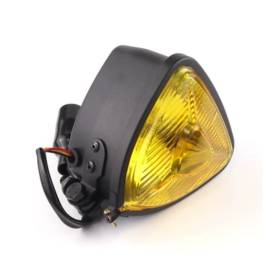 Motorcycle lighting headlight modification accessories Harley Cruise Prince car retro modification triangle metal headlight (Ön faralar) - black-yellow-glass
