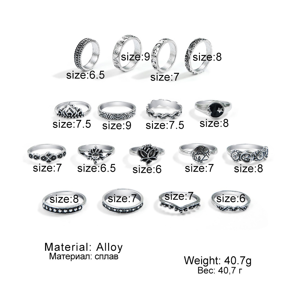 18g Weight Rings Classification 1 Set Quantity Street Occasion Alloy Material Leaf, Heart Shape Pattern Men's Gender Carving Design Hip-Hop, Retro Style Hip-Hop Retro Leaf Heart Shape Alloy Carving Men's Ring Sets 8