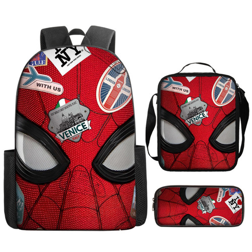Marvel Spider-Man Dual Shoulder Bag Student School Bag Large Capacity Anime Cartoon Backpack Lunch Bag