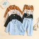 Cross-border Children's Suit Spring and Autumn Boy's Solid Color Cotton and Linen Collar Shirt Casual Comfortable Long-sleeved Trousers Two-piece Set