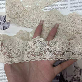爆款小花网纱刺绣棉线蕾丝花边 Lolita家纺下摆cosplay汉服饰花边