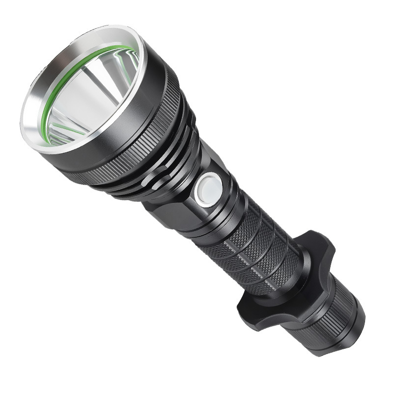 Nueva linterna verde transfronteriza aleación de aluminio carga USB al aire libre búsqueda remota luz de rastreo luz roja