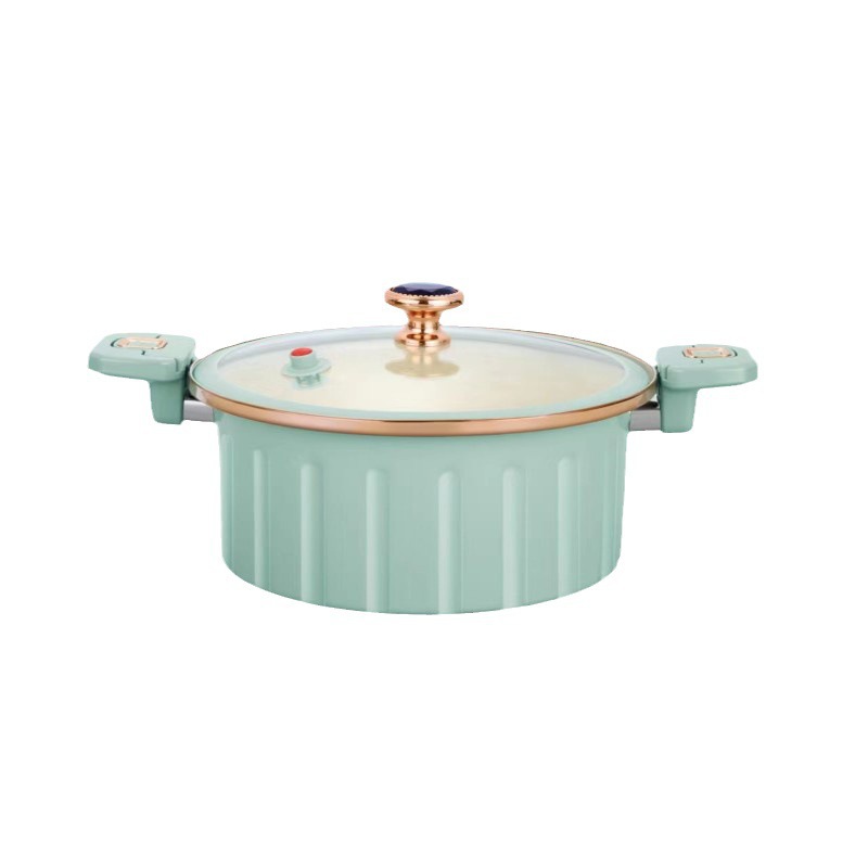 Nueva olla romana de dos colores profundización 8 litros de capacidad de micro-presión olla de sopa olla a presión multifuncional sartén antiadherente olla de doble oreja