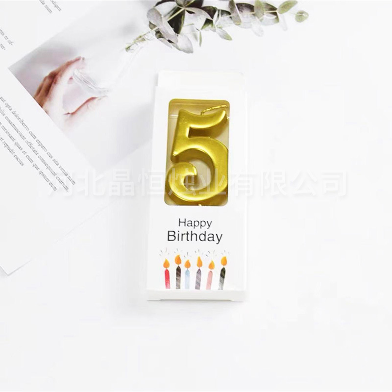 金メッキデジタルキャンドル誕生日パーティーケーキ装飾金銀色輝く時空0-9デジタルキャンドルボックス