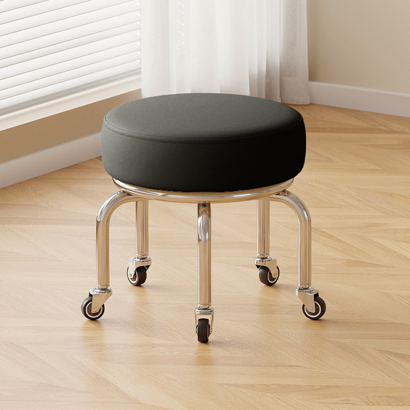 Polia doméstica taburete bajo rueda universal pequeño taburete silencioso rotativo taburete redondo móvil con artefacto moderno y simple