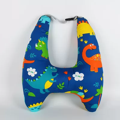 Children's car headrest, in-car pillow for sleeping in the back seat, anti-neck strain, cute cartoon car headrest, neck support pillow, cross-border (Headrest) - blue-dinosaur-upgraded-to-2nd-generationu-shaped-support-independent-inner-liner