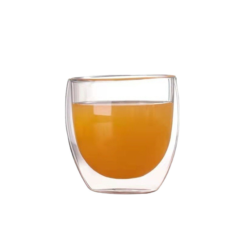 Vaso de Vidrio Transparente en Forma de Huevo, Vaso de Jugo, Leche y Té de Borosilicato Alto, Vaso de Leche Aislado de Doble Capa, Vaso para Bebidas