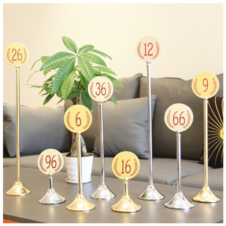 金色底座牌婚礼桌卡席位卡牌不锈钢台双面数字酒水牌婚宴桌台号码