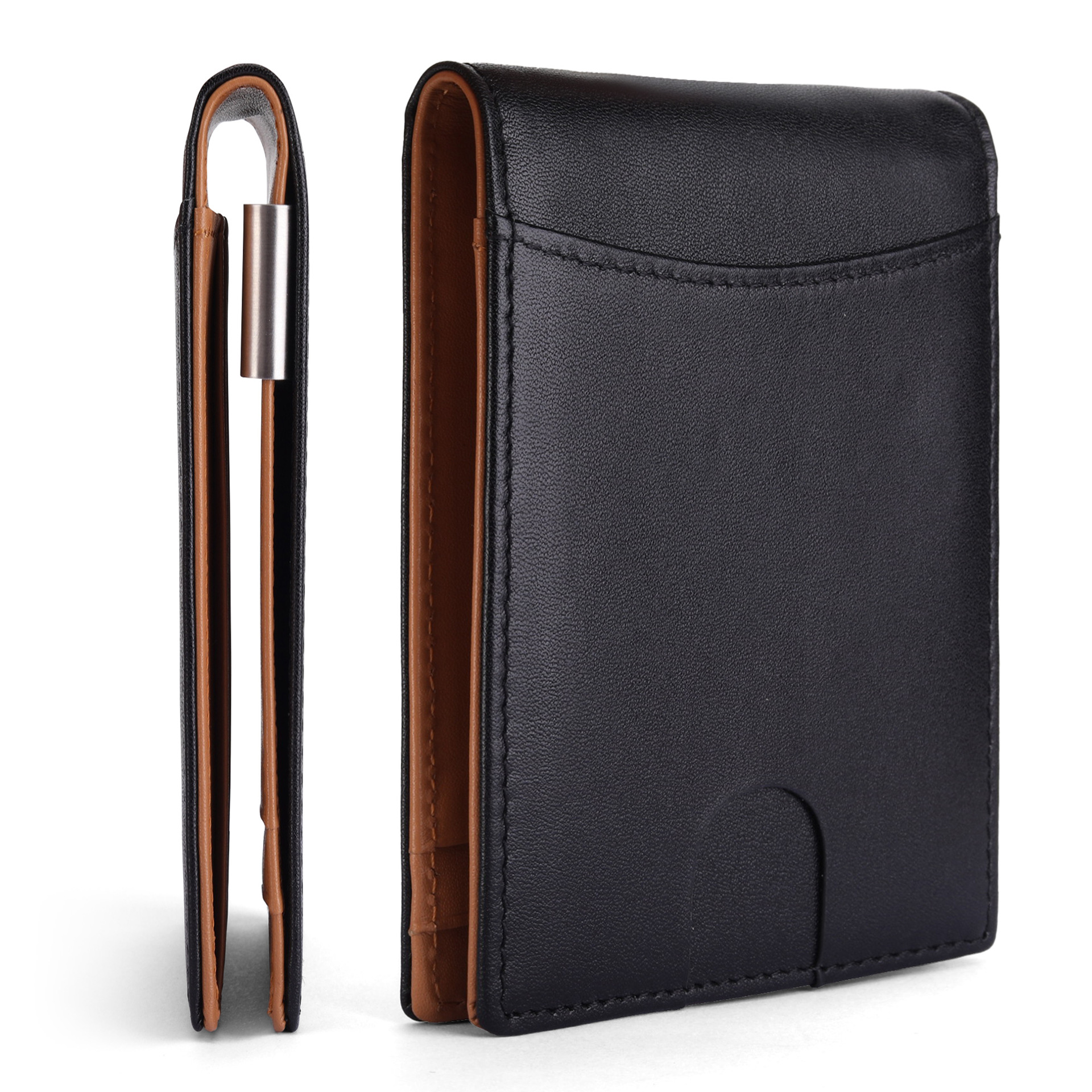 Personalizado cross-border multi-tarjeta bolsa de cuero RFID cepillo antirrobo clip de dólar corto multifuncional cartera de hombre