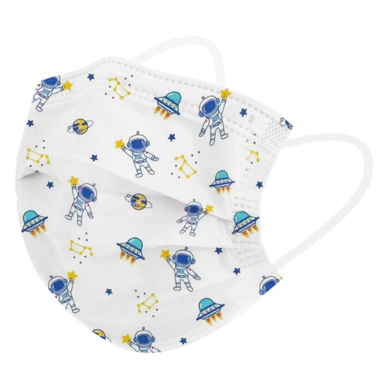 Медицинская Хирургическая Маска детская Космонавт независимая упаковка 50 в штучной упаковке одноразовая трехслойная Защитная мультяшная печать
