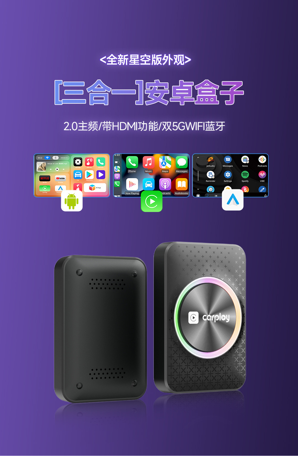 Cross-Border Wired to Wireless Carplay Box 4K Hd with HDMI Output Dual Wifi Can Download Android Apps