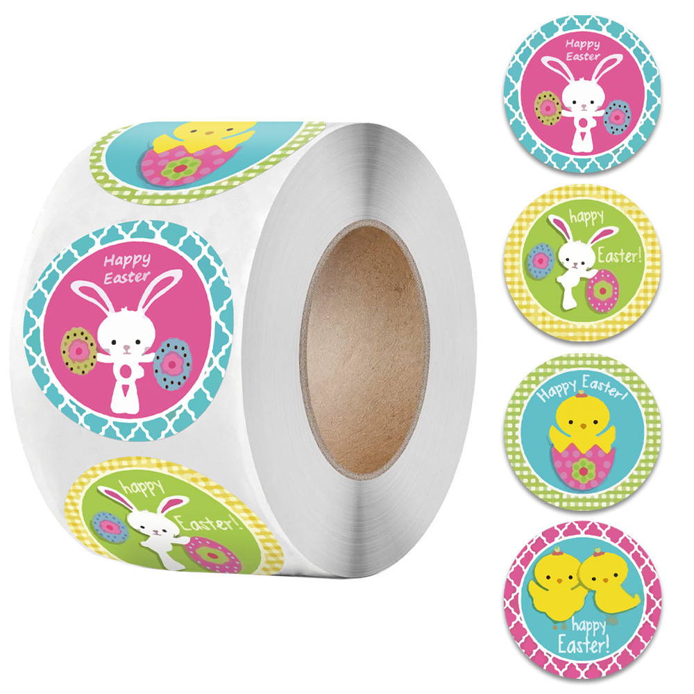 现货卷装复活节玩具贴纸封口贴感谢手工工艺品装饰不干胶贴纸标签