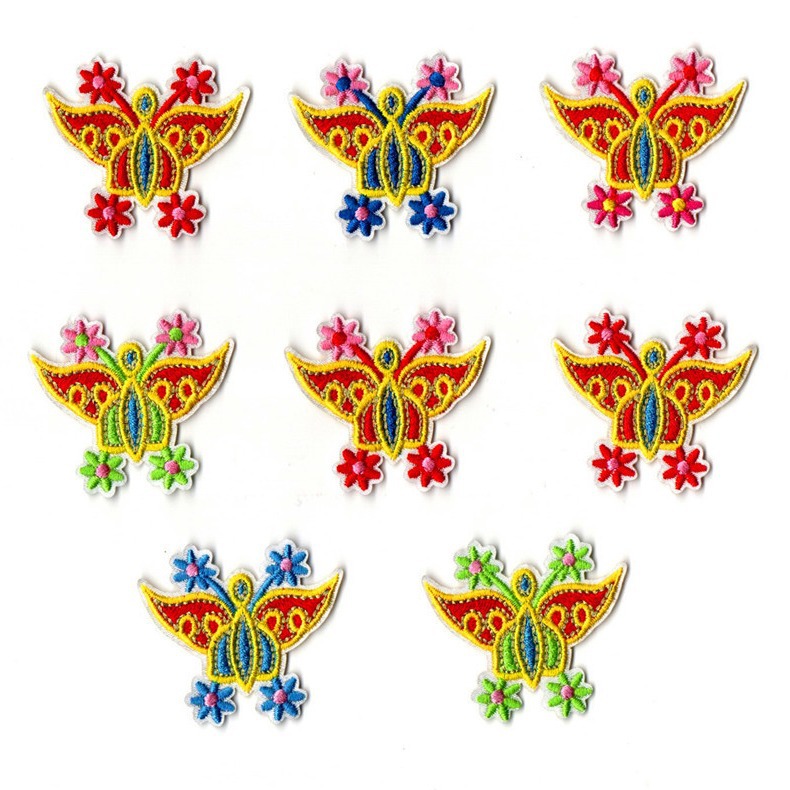 Computer embroidered C -colored cloth cartoon butterfly insect…