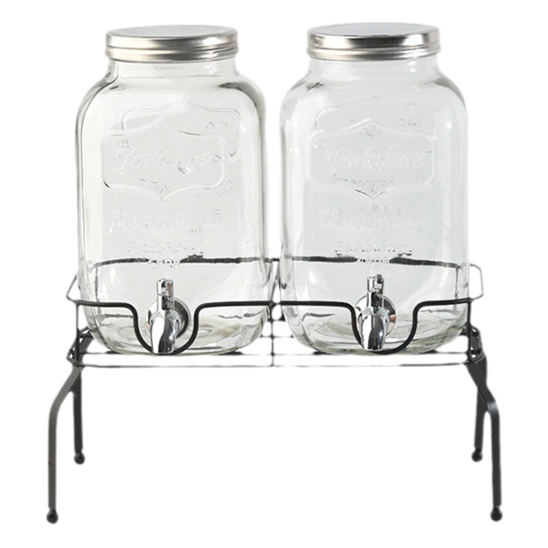 Amazon vidrio transparente tarro de jugo con grifo comercial restaurante bebida leche cola cubo cóctel traje al por mayor