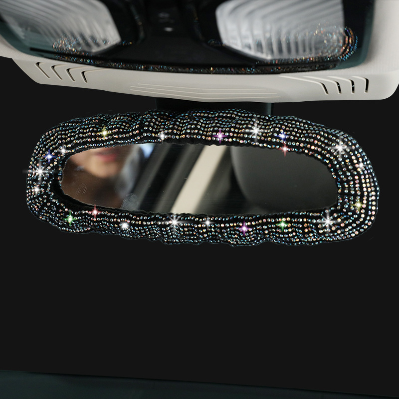 Suministro transfronterizo de diamantes de imitación completo diamante coche retrovisor espejo cubierta diamante-incrustado coche de moda interior espejo retrovisor cubierta interior