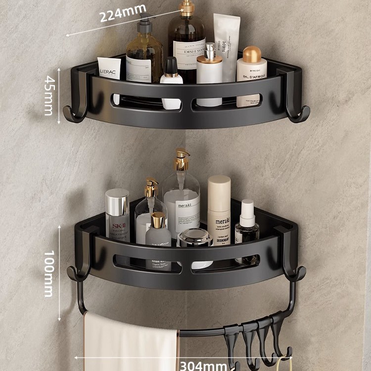 Estantes de baño sin perforación, toallas de baño colgantes, lavabos de pared, canasta triangular, estante de almacenamiento de gel de ducha