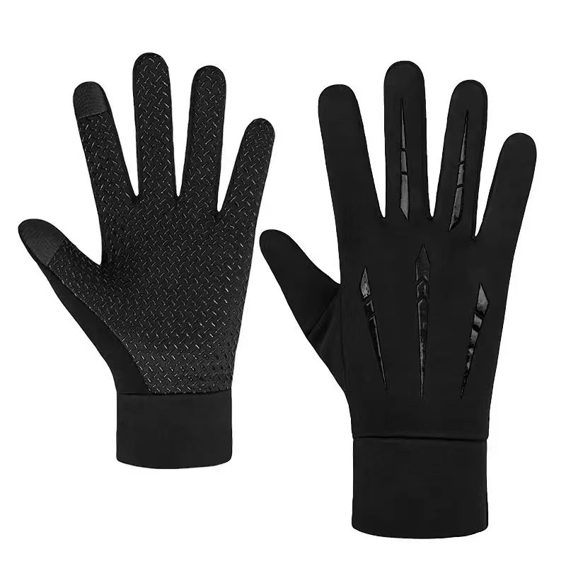 Guantes para hombres de invierno para montar al aire libre con guantes de piel de pantalla táctil caliente para automóviles eléctricos a prueba de viento a prueba de agua