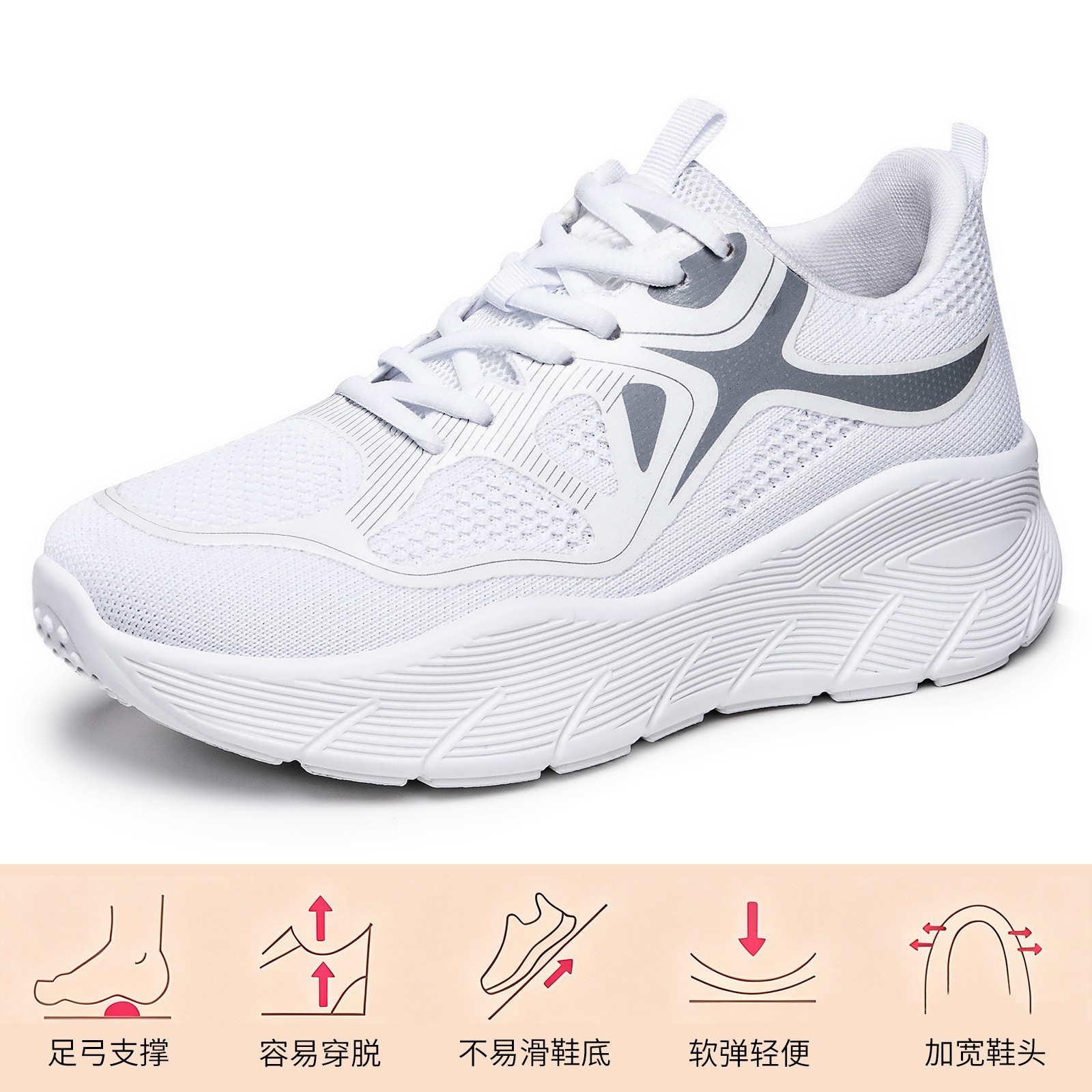 El Jin Seyuan| Zapatos de primavera de mujer zapatos de deporte transpirables, zapatos de altura de suela gruesa, zapatos de mujer cómodos, zapatos casuales