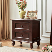 帝罗堡美式实木床头柜边几家用卧室储物柜子置物柜全樱桃木床边柜
