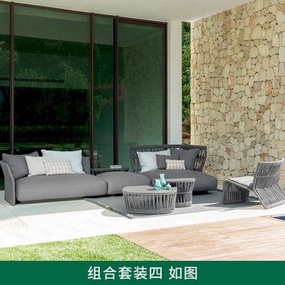 Sofá al aire libre patio tela de caña piscina al aire libre muebles de ocio doble combinación al aire libre silla de caña nórdica