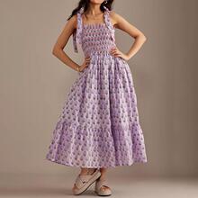 M 24342 Floral halter ruffle maxi dress ���ܹҲ���Ҷ�߳�ȹ