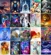 外贸跨境5d钻石画 满钻diy人动物风景魔方圆钻工艺装饰画厂家批发