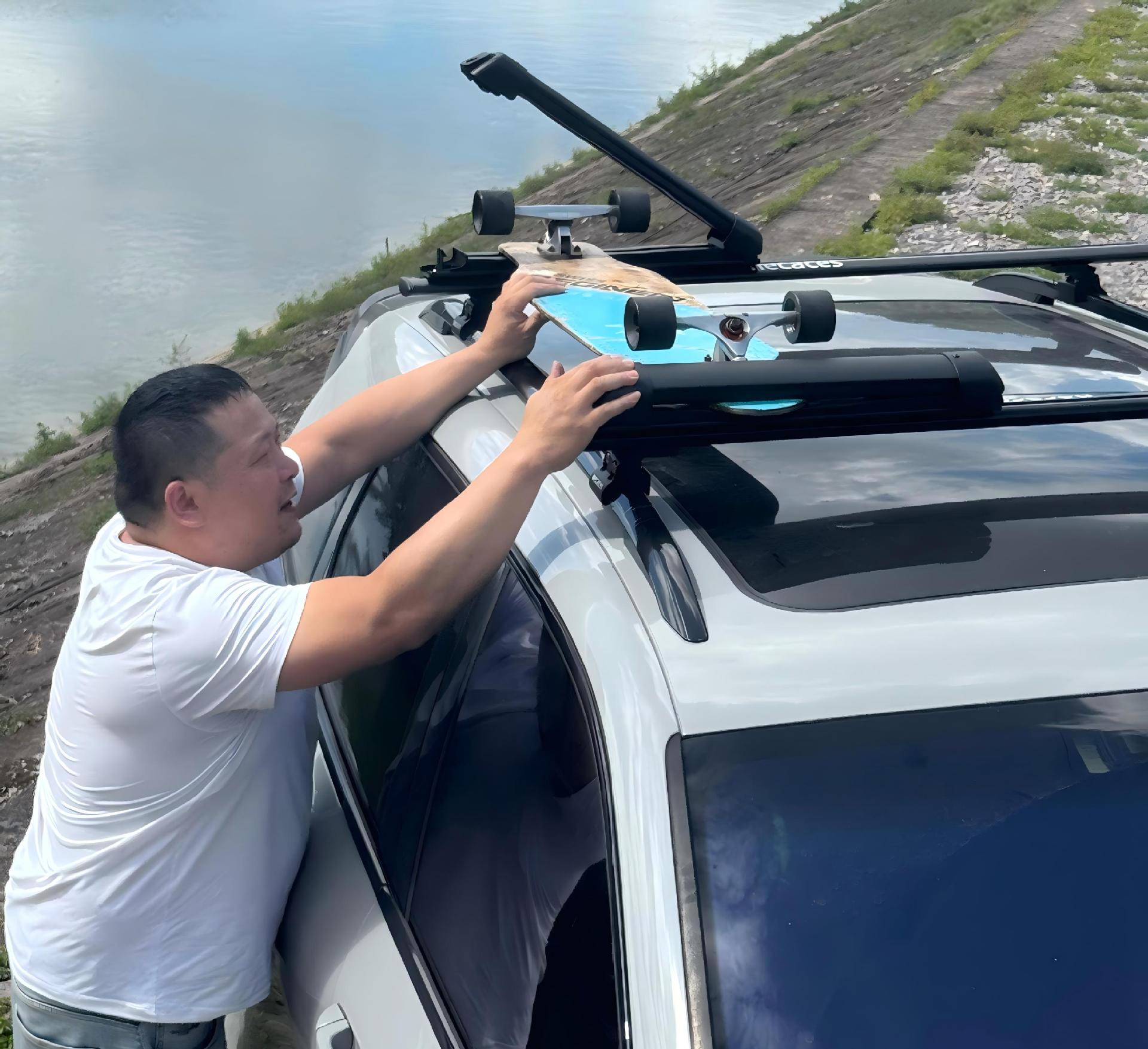 Aluminum alloy roof rack, multi-functional extension rack, universal crossbar for outdoor surfing, snowboarding, and fishing rod clamping