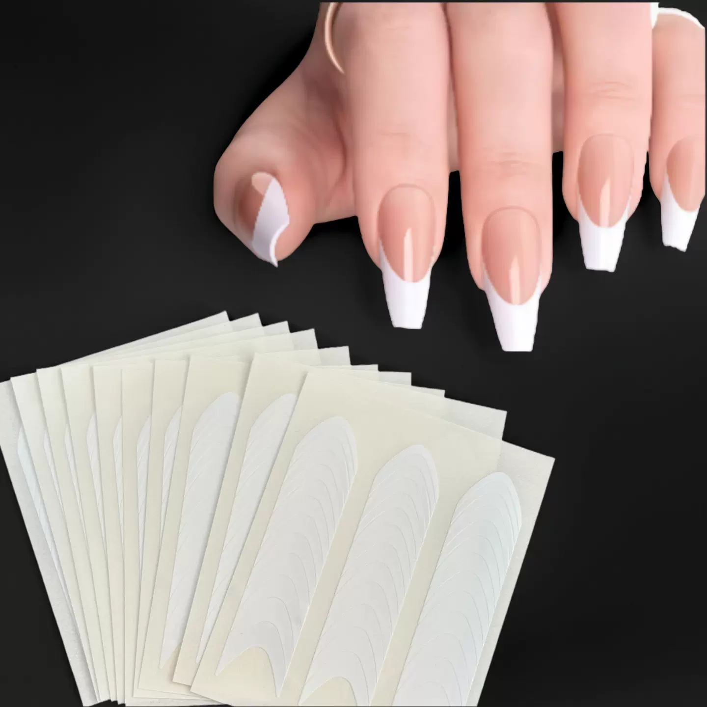 美甲穿戴甲指甲贴纸美甲法式边辅助贴纸月牙微笑线法式美甲贴