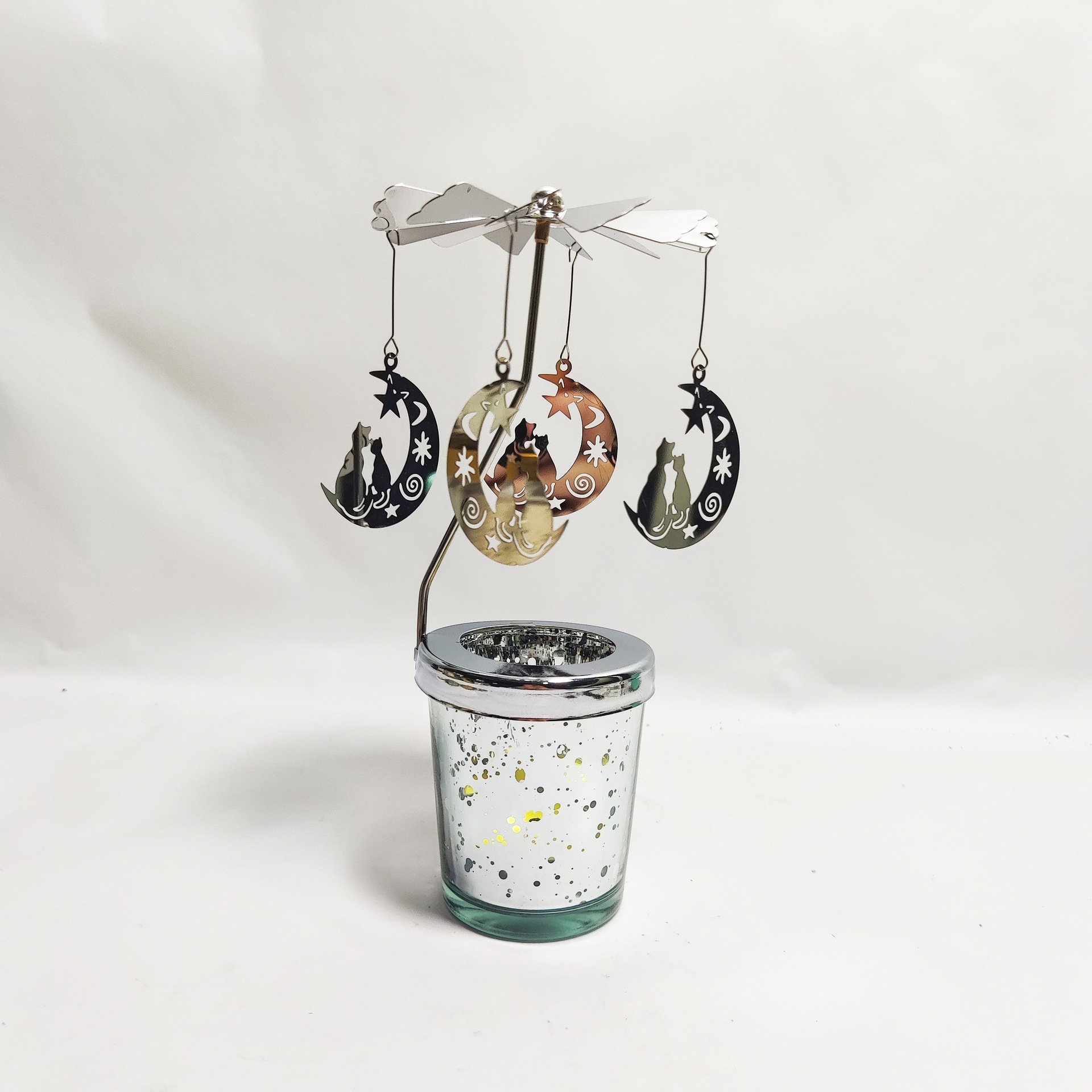 FUENTE Fábrica creativa Amazon cielo estrellado molino de viento vidrio flujo aire caliente romántico aromaterapia giratoria candelabro linterna