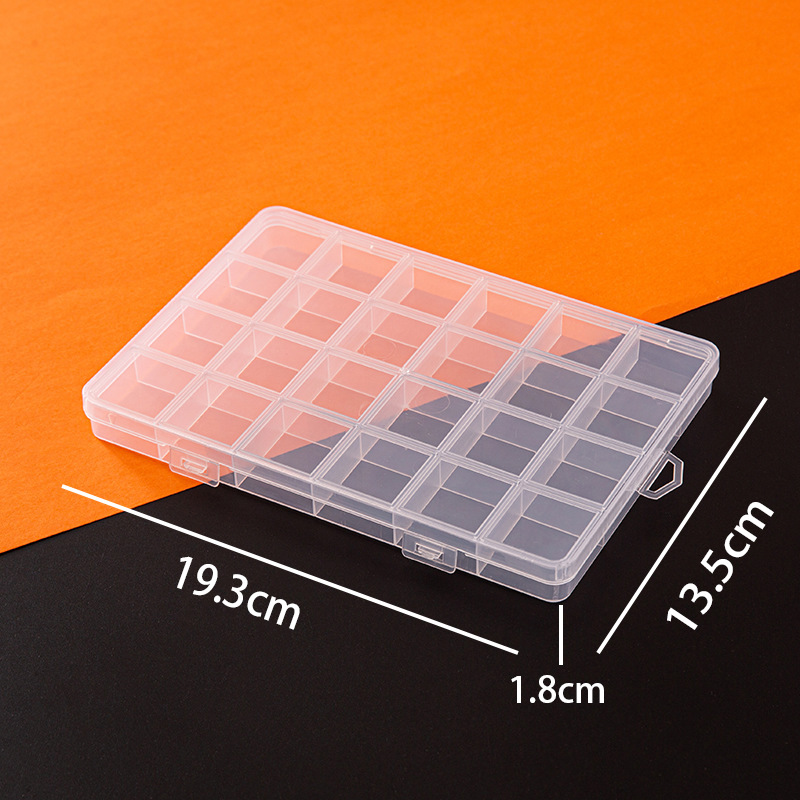 24-rejilla de plástico translúcido caja de almacenamiento multi-rejilla de escritorio caja de almacenamiento de artículos diversos DIY rejilla de uñas caja de la joyería de Ventas Directas