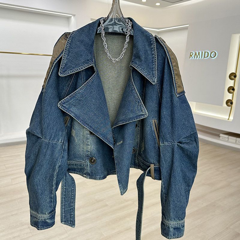 ​​Vintage Distressed Denim Jacket For Women – Loose Fit, Petite Short Style (S-XXXL, Vintage Blue/Bluish)​​_mkmklike.com