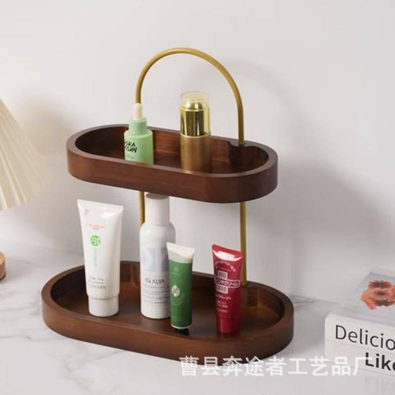 木质化妆品收纳架桌面梳妆台置物架口红香水护肤品收纳陈列支架|undefined