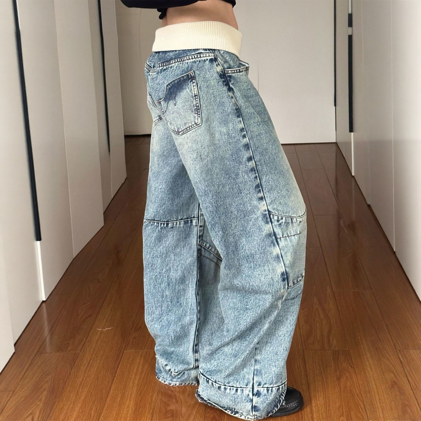 Vintage Washed Distressed High-Waisted Loose Fit Jeans For Women – Comfortable & Stylish Casual Denim Pants_ecoleips.com