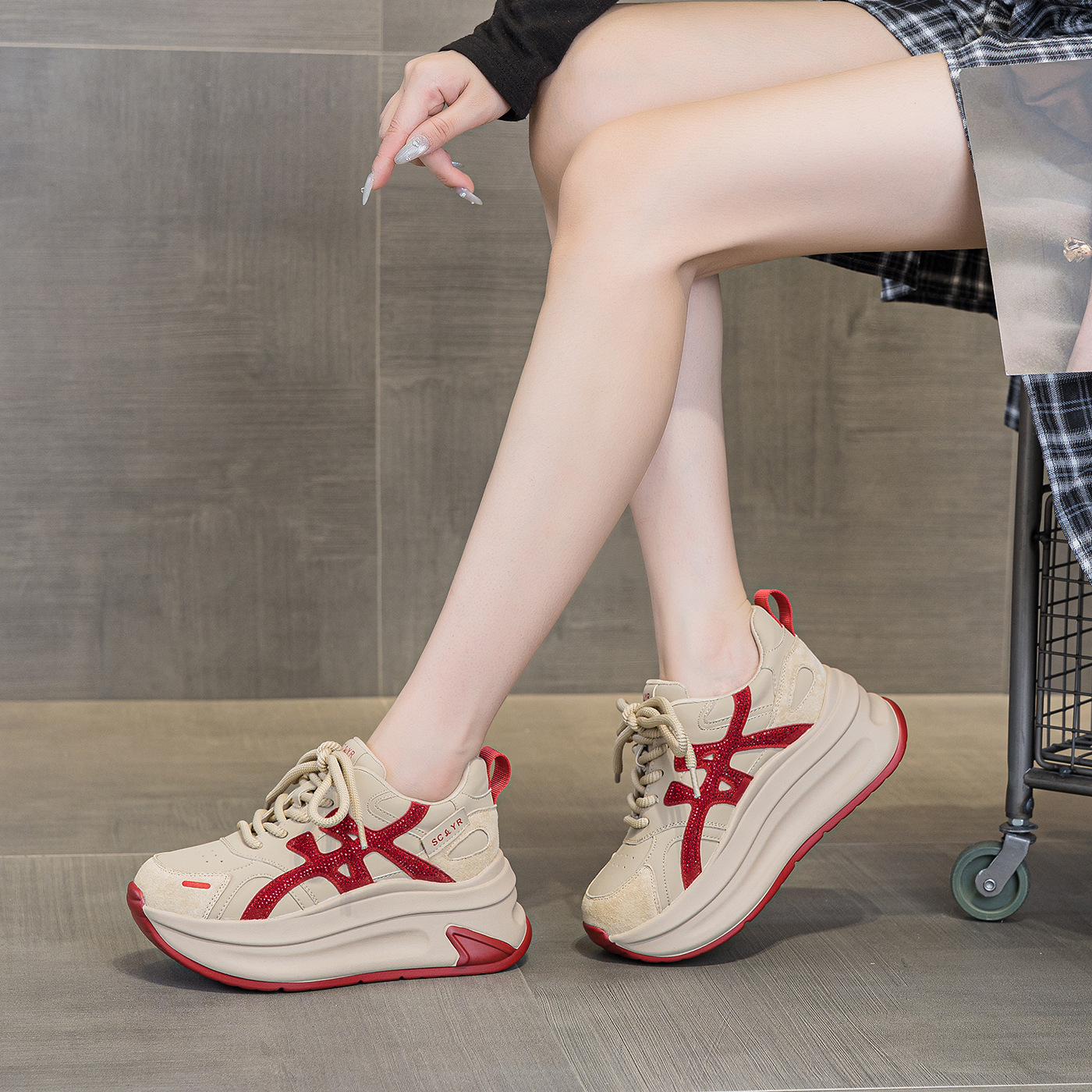 Giày sneaker nữ đế dày tăng chiều cao phong cách cổ điển mới thu 2026 — M2916- 1m màu, M2916-1 màu đỏ, M2916-1 màu vàng chi tiết 14